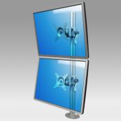 Bras Eco Style à rotules pour 2 écrans Verticaux sur pole fixation bureau